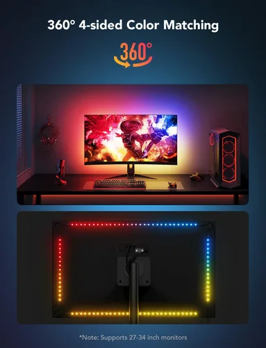 Miniatura 13 de Govee Luz de juego para monitor G1, retroiluminación LED RGBIC para PC de 27 a 34 pulgadas, luces LED inteligentes para monitores con combinación