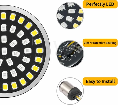 Miniatura 4 de PBYMT 1157 Luz LED de señal de giro frontal de 2 pulgadas, kit de cubierta de lente ahumada de bala compatible con Harley Davidson Dyna Softail