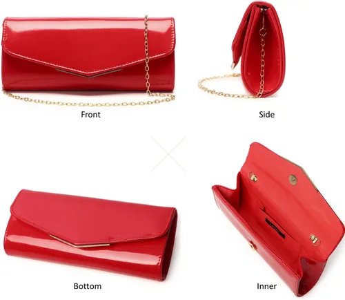 Miniatura 3 de Bolso de mano de cuero de charol para mujer, elegante bolso cruzado para el hombro, bolso para Navidad, boda, fiesta, baile de graduación
