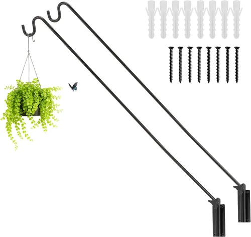 ERYTLLY 2 Paquetes de Ganchos de Cubierta Resistentes Montados en Pared, Gancho de Cubierta Extensible y Ajustable para Colgar Comedero de Pájaros,