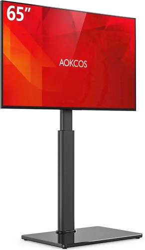 AOKCOS Soporte giratorio de suelo para televisores de 32 a 65 pulgadas, soporte de TV pequeño de esquina ajustable de 8 niveles para sala de