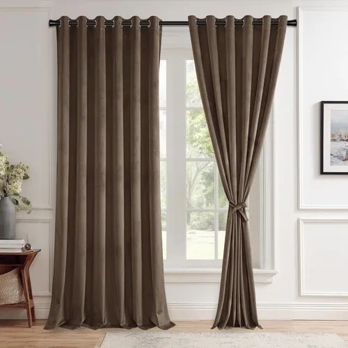 Miniatura 136 de JIUZHEN - Cortinas de terciopelo gris de 63 pulgadas opacas para sala de estar - Cortinas gruesas de terciopelo con ojales para ventana