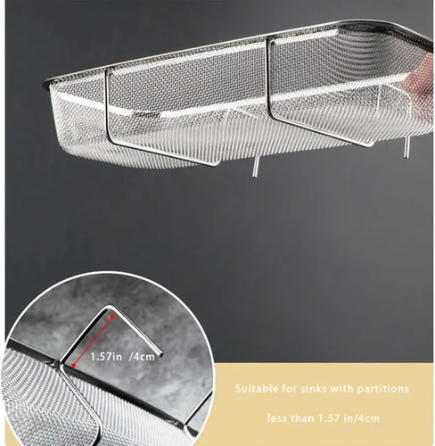 Miniatura 4 de Cesta de drenaje de fregadero de acero inoxidable, colador de esquina para fregadero de cocina, cesta de drenaje colador para filtro de residuos