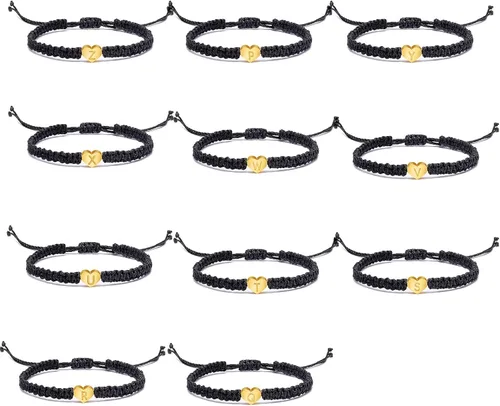Miniatura 2 de Pulsera personalizada con 26 iniciales de cobre pulsera tejida con letras de corazón de cobre pulsera tejida con dije de corazón delicado