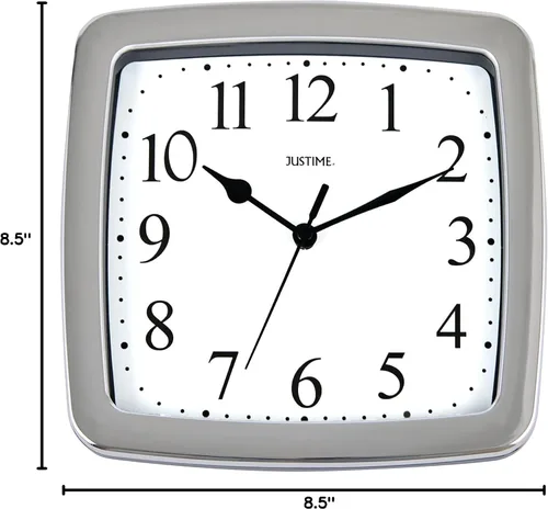 Miniatura 4 de JUSTIME Reloj de pared cuadrado resistente al agua de 8.5 pulgadas para baño, cocina, barco, caravana, silencioso, sin tictac, funciona