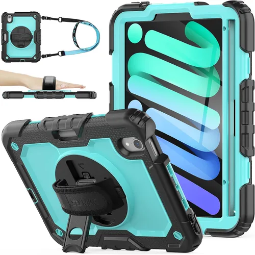 Miniatura 13 de SEYMAC stock Funda para iPad Mini 7 (A17 Pro) 2024/Mini 6 de 8.3 pulgadas con protector de pantalla portalápices [correa de mano giratoria 360]