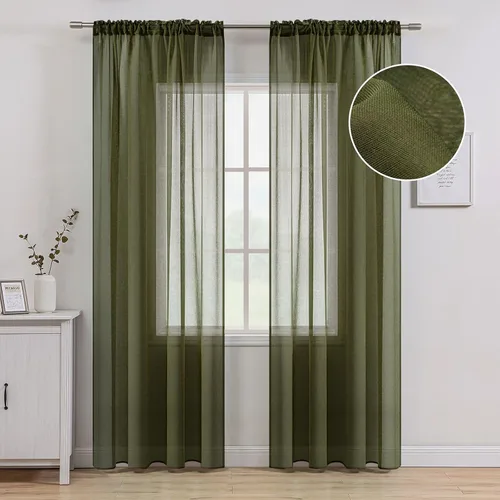 Miniatura 14 de MIULEE Cortinas semitransparentes 24 pulgadas de largo 2 paneles para ventana de cocina sobre el fregadero, cortinas cortas pequeñas de café