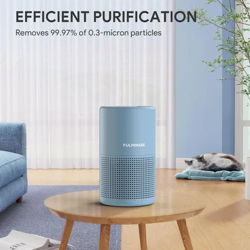 Miniatura 6 de FULMINARE Purificadores de aire para el hogar dormitorio H13 HEPA purificador de aire, 3 velocidades, temporizador, 24 dB, pequeño mini purificador