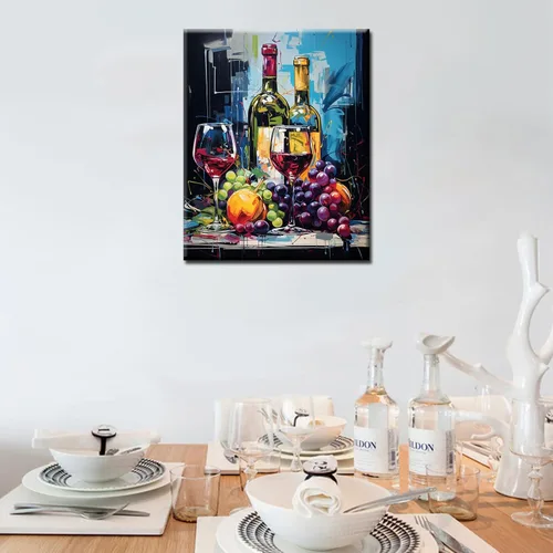 Miniatura 3 de Pintura de fiesta de vino tinto por números para adultos principiantes, vino vintage en vidrio, pintura por números, pintura acrílica, lienzo