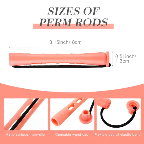 Miniatura 2 de WILLBOND 48 piezas de varillas de plástico rosa permanente larga variedad para el cabello Perm Rods Hair Curling Roller Accesorios para mujeres