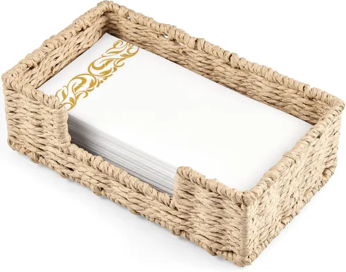 Miniatura 11 de Servilletero para mesa, servilleteros de cuerda de papel tejida para servilletas de papel, servilleteros de mimbre para mesa de cocina, decoración