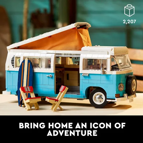 Miniatura 2 de LEGO Volkswagen T2 Camper Van 10279 Kit de construcción; construye una versión de modelo mostrable de la clásica furgoneta camper (2,207 piezas)
