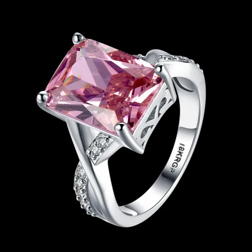 Miniatura 3 de Anillos de cristal de Swarovski para mujer tamaño 6-9 - Anillo de circón rosa chapado en oro blanco