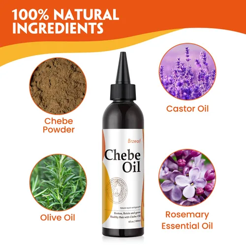 Miniatura 2 de Brzeaf Aceite de Chebe natural para la nutrición del cuero cabelludo y el crecimiento del cabello (6 onzas) - Auténtico polvo chadiano Chebe