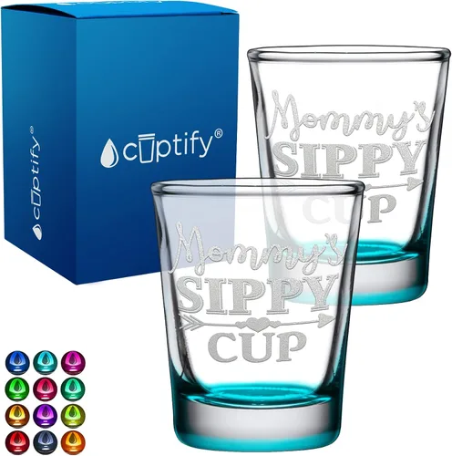 Miniatura 42 de Cuptify Regalos para baby shower, para la nueva mamá, EST 2023, 2 onzas, con fondo negro, juego de 2 vasos grabados para fiesta, regalo