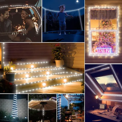 Miniatura 8 de Nuevas luces de cuerda solares mejoradas para exteriores, impermeables, 32m, 300 LED, luces de tira solares con control remoto, temporizador
