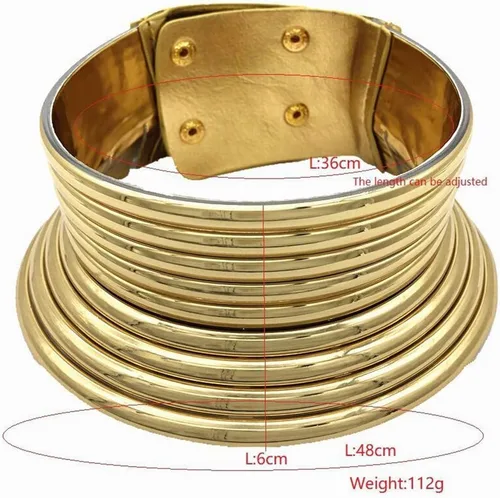 Miniatura 6 de Lady African National Collar Collares Flamboyant Ajustable Personalidad Estilo Cadena Grande Collar Joyería (Dorado, Talla única)