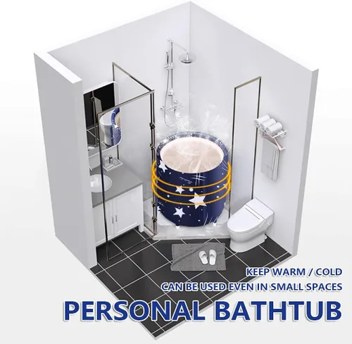 Miniatura 3 de BESTHLS Bañera Plegable Portátil para Remojo, Tina de Baño Ecológica para Cabina de Ducha (Cielo Azul -1)