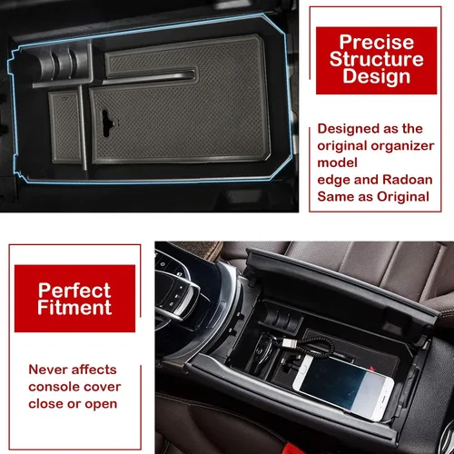 Miniatura 8 de TTCR-II Compatible con el organizador de consola central Mercedes Benz Clase C W205 2015-2021 (solo Sedan y Coupe), para bandeja organizadora