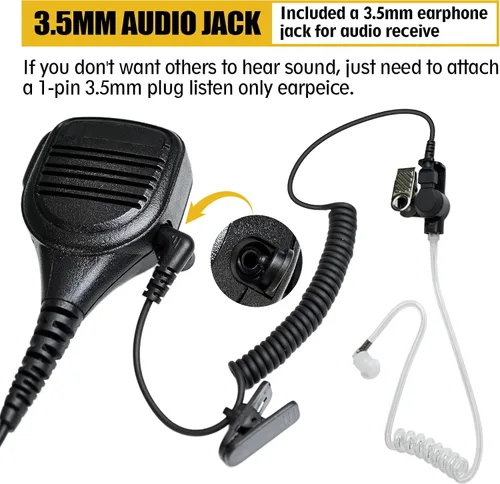 Miniatura 3 de WODASEN APX 6000 Walkie Talkie remoto altavoz de mano Mic Jamón Radio Hombro Micrófono con 0.138 in Audio Jack para Motorola APX 900 4000 7000 8000