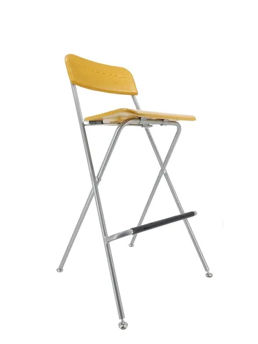Miniatura 3 de FixtureDisplays® Silla alta plegable Taburete de bar Silla plegable de metal de madera de dos paquetes 11036