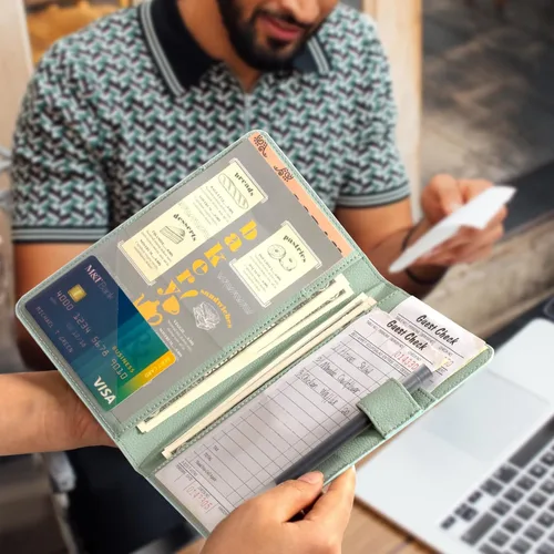 Miniatura 6 de CoBak - Libreta para meseros, organizador compacto con bolsillos transparentes y para dinero, portabolígrafo, se ajusta perfectamente al delantal