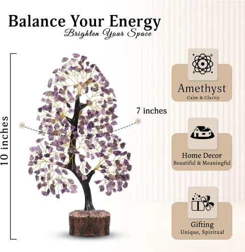 Miniatura 2 de Árbol de la vida con cristales de amatista, árbol púrpura, decoración de cristal, árbol de los chakras, regalos curativos para mujeres, decoración