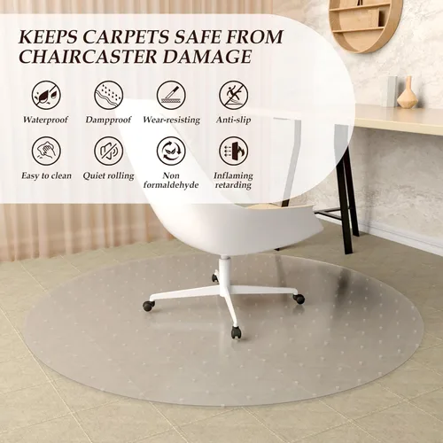 Miniatura 9 de Alfombrilla para silla de oficina para alfombras, 35x35 pulgadas, Alfombrilla para escritorio de computadora para pisos alfombrados, Alfombras