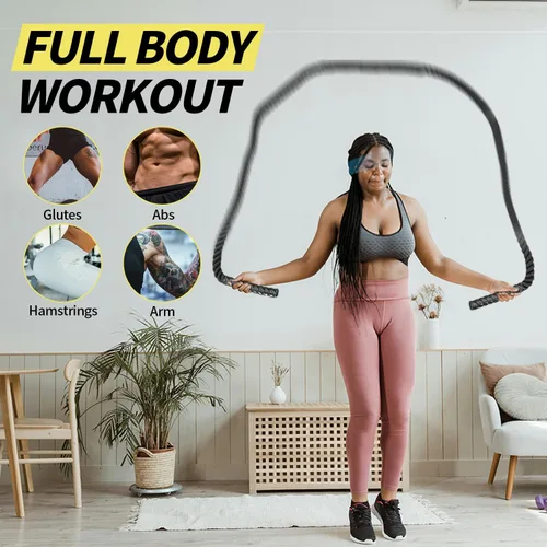 Miniatura 4 de Cuerda de saltar con peso para fitness, cuerda de entrenamiento muscular total de 2.4 libras para mujeres y hombres, cuerda de saltar para adultos