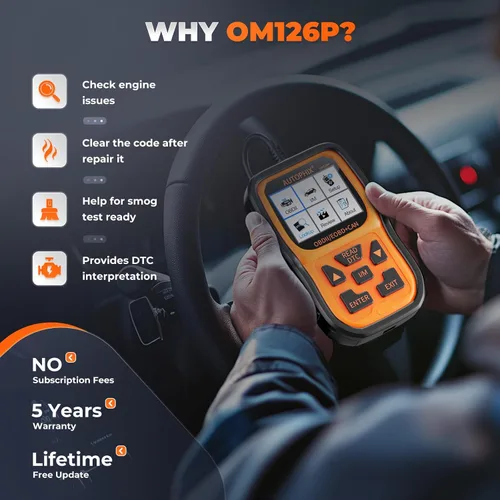 Miniatura 2 de AUTOPHIX Escáner OM126P OBD2, lector de código de luz de verificación del motor, escáner de código de automóvil para diagnóstico automotriz, lectura