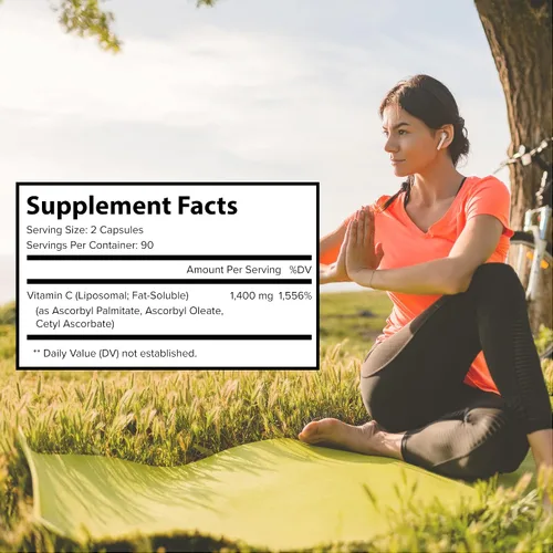 Miniatura 5 de Pure O Elements Cápsulas de suplemento liposomal de vitamina C, 180 unidades, ácido ascórbico de alta absorción, sin OMG, sin soja, sin gluten