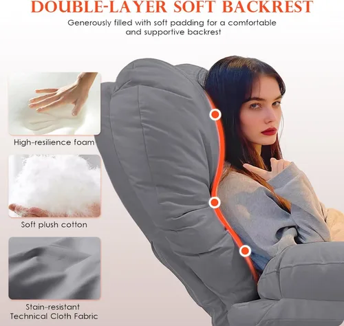 Miniatura 3 de High Back Desk Chair,Big and Tall Office Chair with Footrest,Ergonomic Computer Leather High Back Executive Lumbar Support for Heavy People,Gray