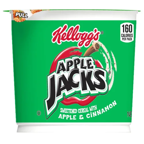Miniatura 7 de Kellogg’s Apple Jacks - Cereales fríos para el desayuno en tazas, 8 vitaminas y minerales, bocadillos para niños, sabor original