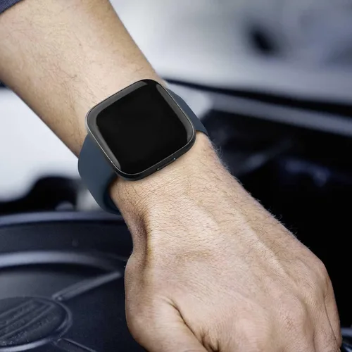 Miniatura 6 de AK Correas de silicona compatibles con Fitbit Versa 2, correas clásicas suaves de repuesto para reloj inteligente Fitbit Versa (azul abismo)