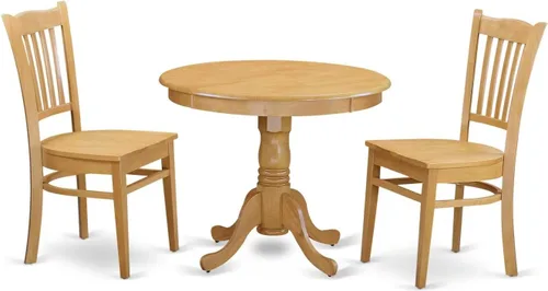 Miniatura 18 de East West Furniture ANGR3-MAH-W - Juego de comedor de 3 piezas para espacios pequeños que contiene una mesa de comedor redonda con pedestal y 2