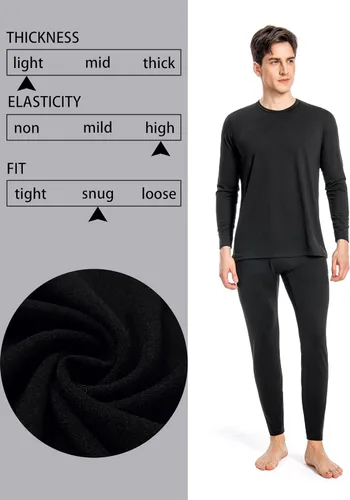 Miniatura 2 de Nutria Conjunto de ropa interior térmica para hombre, con forro polar, pantalones largos para hombre, ligero, capa base superior e inferior, clima