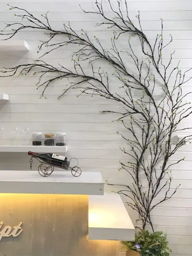 Miniatura 5 de 300cm/118in colgante de pared artificial de cerezo ramas tronco flexible ramitas ratán liana plantas falsas para el hogar, boda, jardín, habitación