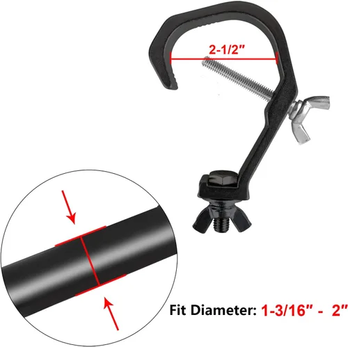 Miniatura 2 de heneng 5 abrazaderas C para tubo de 1.18 a 2 pulgadas, abrazaderas de luz de escenario para iluminación de DJ, carga máxima de 66 libras