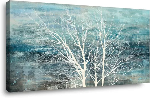 Miniatura 16 de Sxurmtiie Lienzo decorativo para pared, arte abstracto, fantasía azul, grafiti colorido sobre fondo blanco, 32 x 48 pulgadas, arte moderno