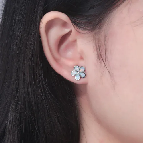 Miniatura 2 de CiNily - Aretes con forma de flor chapados en oro con ópalo hipoalergénicos, aretes colgantes con gota de flores, regalo de joyería para mujeres
