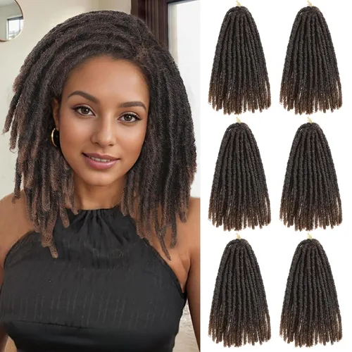 Miniatura 31 de WIGNEE Cabello de Ganchillo 120 Hebras Locs Sintéticos 8 Pulgadas Locs Suaves Pre-Trenzados 6 Paquetes Cabello de Ganchillo Pre-Anudado para Mujeres