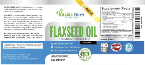 Miniatura 4 de Upsize Best - Cápsulas blandas de aceite de linaza orgánico, 1000 mg de alta calidad, virgen prensado en frío a partir de semillas de lino, soporte