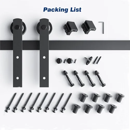 Miniatura 7 de EaseLife Kit de riel de puerta corrediza de granero resistente de 10 pies, polea recta, se desliza suavemente silenciosamente, fácil de instalar