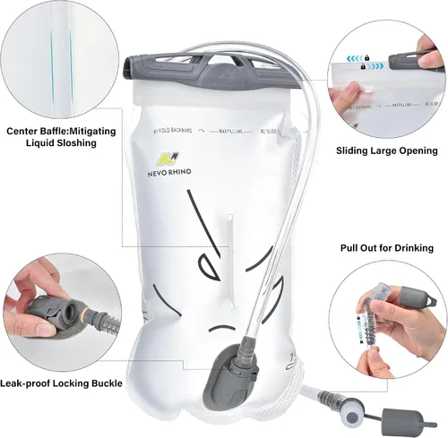 Miniatura 8 de N NEVO RHINO Running Hydration Vest with 1.5L Water Bladder & Dual 500ml Soft Flask for Men Women,Adjustable Lightweight 5L Water Backpack for