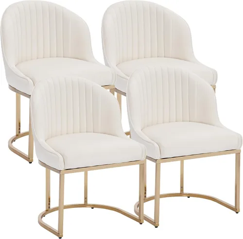 Miniatura 30 de Juego de 2 sillas de comedor de terciopelo, sillas de comedor tapizadas con patas de metal dorado, sillas auxiliares modernas para cocina, sillas