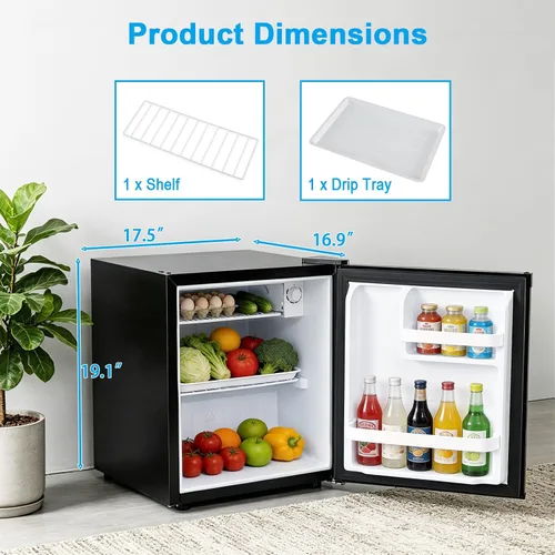 Miniatura 2 de COSTWAY 1.7 Cu.Ft Mini Fridge, Compact Refrigerator w/Chiller Compartment, Adjustable Thermostat, Reversible Single Door & Low Noise, Small