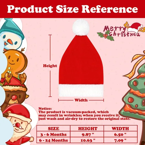Miniatura 7 de Sombrero de Papá Noel de punto para niños pequeños, gorro de Navidad para recién nacido, disfraz de Papá Noel para bebé