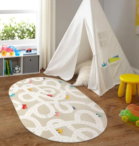 Miniatura 8 de LIVEBOX Alfombra de Juego Antideslizante Azul de 3'x5' para Niños, Alfombra de Carretera Lavable a Máquina para Sala de Juegos, Alfombra de Sala