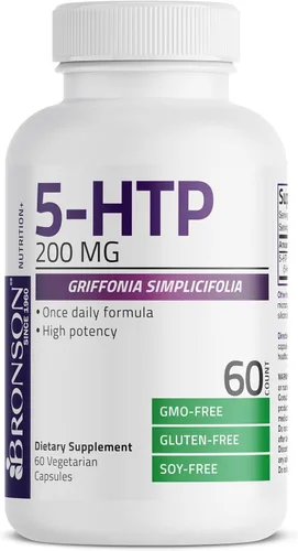Miniatura 5 de Bronson 5-HTP 200mg (5-hidroxitriptófano) Griffonia Simplicifolia Sin OMG, 60 Cápsulas Vegetarianas