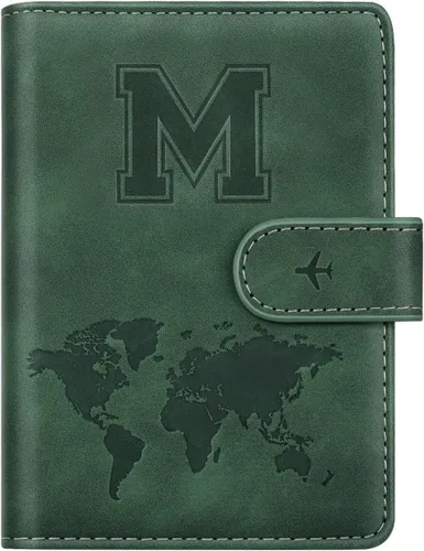 Miniatura 34 de Funda para Pasaporte Personalizada con Letra de la A a la Z, Billetera de Viaje con Bloqueo RFID, Funda para Pasaporte, Estuche para Pasaporte
